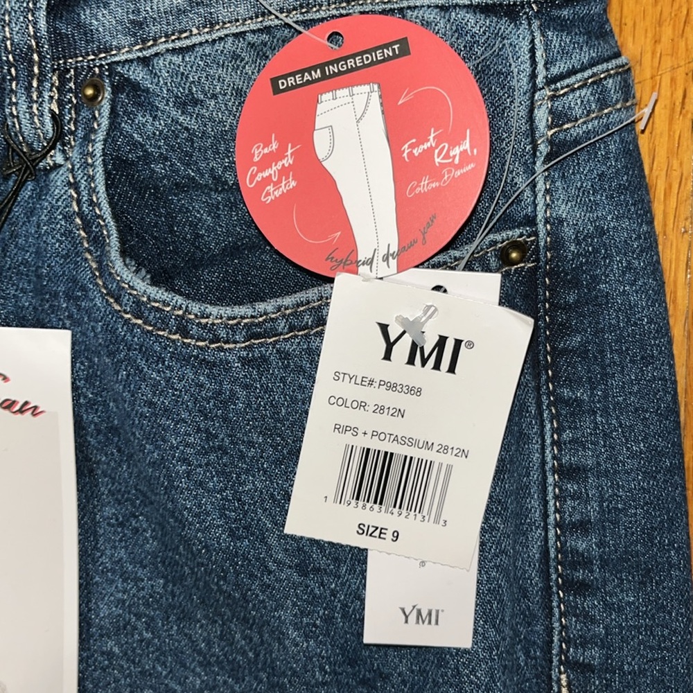NWT YMI high rise hybrid distressed denim mom jeans dream collection Size 9 - Picture 6 of 10